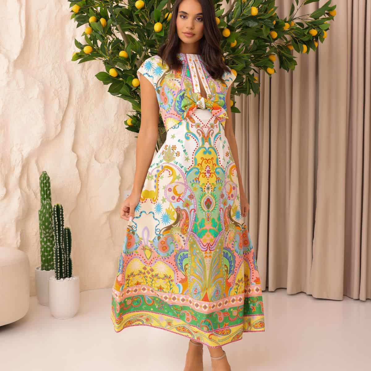 Summer print midi dress